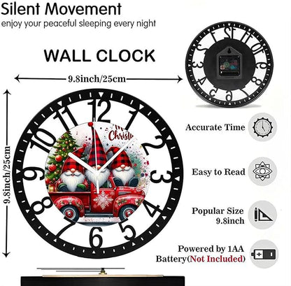Wall Clock 10 Inch Silent Non-Ticking Modern Clocks Battery Operated - Analog Small Classic for Office, Home, Living Room,Bathroom, Kitchen, Bedroom, School,Snowman Clock