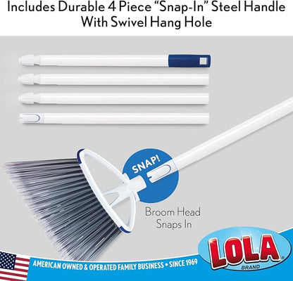 LOLA Small Angle Broom w/Dustpan, up to 14.25" Wide Sweeping, Bristles are Recycled Soda Bottles, Indoor Use & Tight Spaces, 1 Pack