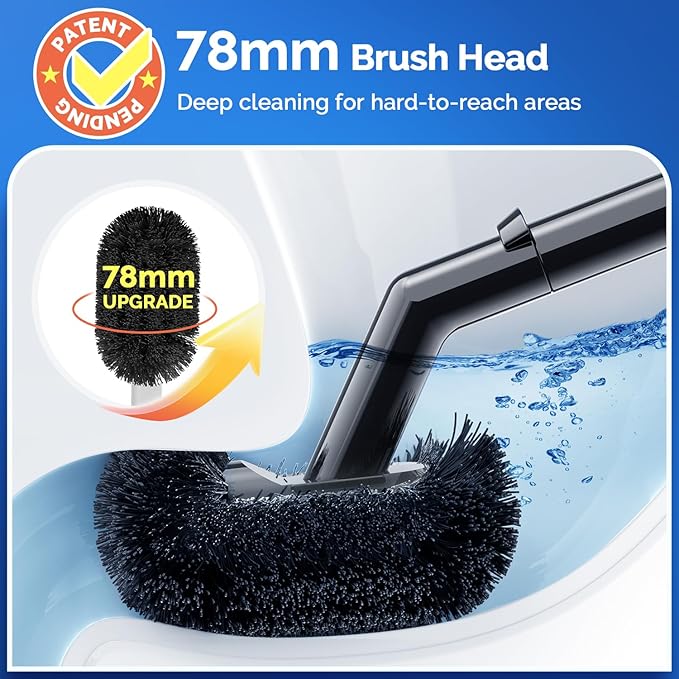 HAMITOR Toilet Plunger and Brush Set for Bathroom Cleaning with Extented Handle - Heavy Duty Toilet Plunger Combo Accessories with Caddy Stand Holder for Small Space - Black