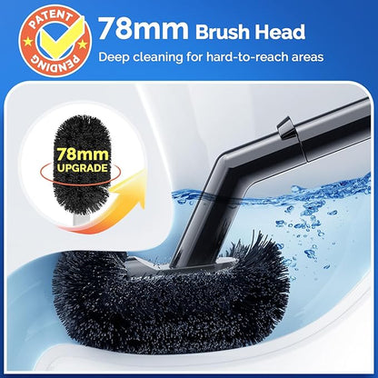 HAMITOR Toilet Plunger and Brush Set for Bathroom Cleaning with Extented Handle - Heavy Duty Toilet Plunger Combo Accessories with Caddy Stand Holder for Small Space - Black