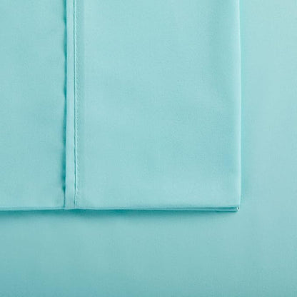 Serta Simply Clean Super Soft Hypoallergenic Stain Resistant Deep Pocket 4 Pieces Solid Bed Sheet Set, King, Turquoise