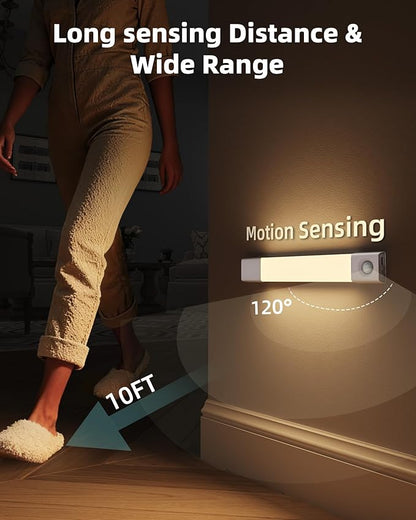 EZVALO 3 Pack Led Under Cabinet Lights Wireless with Charging Station, 7’’ Rechargeable Motion Sensor Light Indoor,3 Color Temperatures&Dimmable Closet Lights for Cabinets, Bookshelf, Stair, Hallway