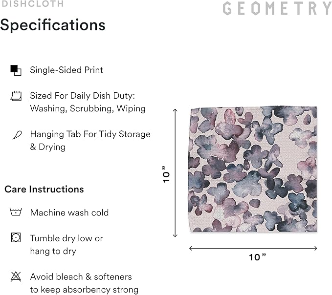 GEOMETRY Kitchen Dish Cloths - Quick Dry Dishcloths for Kitchen - Premium Dish Rags with Geoweave - 3-Pack Set Tiny Petals