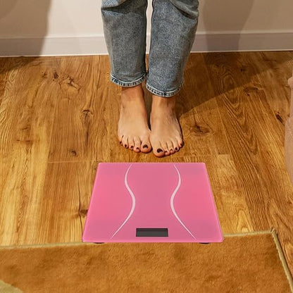 Rechargeable Digital Bathroom Scale for Body Weight High Accuracy Household Weight Scale with Sleek Design for Family Use in Bathroom Bedroom Pink Accent