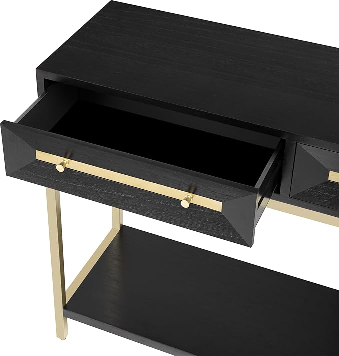 Zateety 52'' Modern Entryway Table, Painted Console Table with 2 Drawers and Bottom Shelf, Hallway Table with Striking Geometric Design for Entryway and Living Room