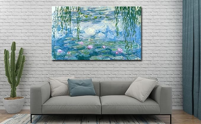 Large Water Lilies by Claude Monet Canvas Wall Art Famous Painting - Classic Canvas Art Wall Decor Picture Print with Framed for Home Office Wall Decor-24" x36"