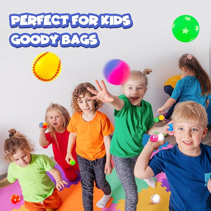 Bouncy Balls for Kids 24 Pieces 6 Styles 32 mm Assorted Bouncy Balls Toys for Kids Party Favors, Birthdays Party Favors, Classroom Prizes