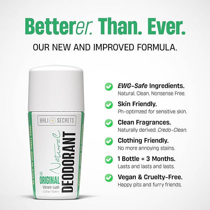 Bali Secrets Natural Deodorant for Women & Men. Nonsense Free. Clean Formula for Sensitive Skin. Strong & Reliable Odor Protection. No Synthetic Aluminum. Organic & Vegan [THE ORIGINAL]