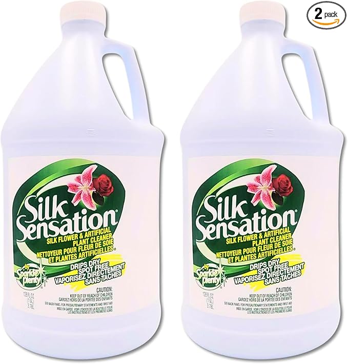 Sparkle Plenty Silk Sensation Fake Plant Cleaner - Artificial Plants & Flowers Silk Plant Cleaner Spray No Wipe - Artificial Plant Cleaner Spray No Wipe & Silk Flower Cleaner Spray (1 Gallon, 2 Pack)