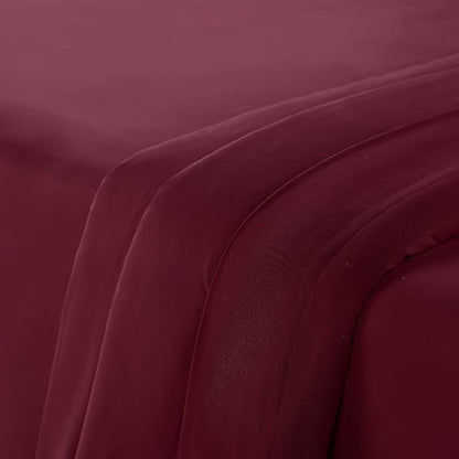 Serta Simply Clean Super Soft Hypoallergenic Stain Resistant Deep Pocket 3 Pieces Solid Bed Sheet Set, Twin XL, Burgundy
