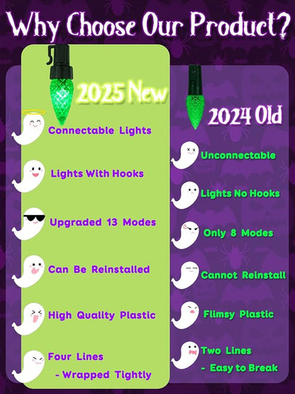 Upgraded 250 LED C6 Connectable Halloween String Lights, 82FT Orange Purple and Green Lights, Waterproof Fairy Twinkle Light Plug in with 13 Modes & Timer for Outdoor Indoor Halloween Decorations