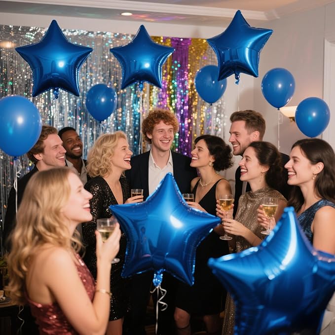Blue Balloons Star Balloons Graduation Foil Balloon Mylar Helium Metallic 12pcs 18 Inch Arch Kit Blue Birthday Decorations Room Decor Party Decorations Baby Shower Anniversary Wedding Halloween