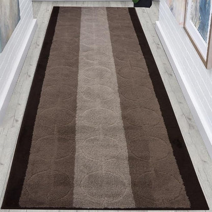 Washable Custom Size Runner Rug Circles Abstract Design Extra Long Runner Rugs for Hallways 26 Inch Wide x Pick Your Size by Feet Slip Skid Resistant Rubber Back (Circle Grey, 12 ft x 26 in)