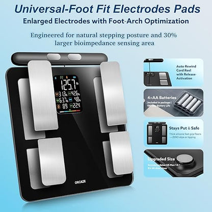 Smart Scale for Body Weight, 8 Electrodes Digital Bathroom Scale with BMI, Body Fat, Muscle Mass, 27 Body Composition Measurements, LCD Screen, Large Platform Bathroom Scales, 400lbs