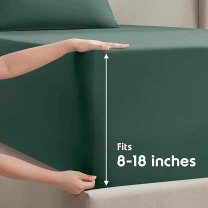 Nestl Full Sheet Set - Luxury 1800 Ultra-Soft Microfiber Full Bed Sheets - Double Brushed - Deep Pockets - Easy Fit - 4 Piece Set - Bedding Sheets & Pillowcases (Full, Dark Green)