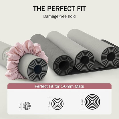 Slim Panda Yoga Mat Scrunchie, Secures Your Mat In Style & Cute, Durable Stretchable Velvet Fabric Yoga Mat Carrying Strap Fits All Standard Yoga Mats (mat not included)
