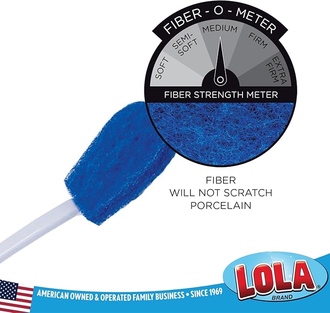 LOLA Bath & Toilet Bowl Scrubber Brush w/Comfort Handle, 72 Pack, w/Hang Hole. Non-Scratch, Removes Rings w/Scrubbing Pad