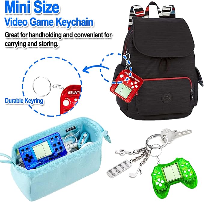 12Pcs Video Game Keychain, Gamer Party Favors Video Game Party Supplies for Kids, 3 Styles Mini Game Console for Kids Backpack, Birthday Party, Classroom Prizes