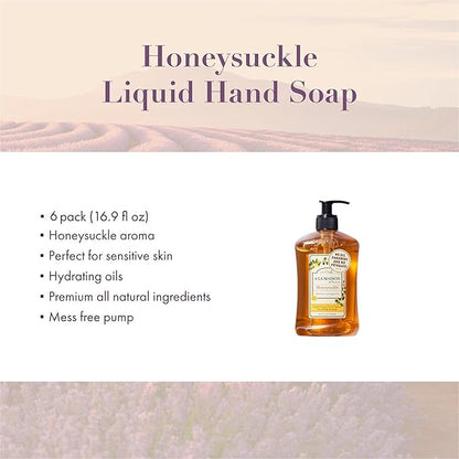 A LA MAISON French Liquid Hand Soap, Honeysuckle - Natural Hand Wash Made with Essential Oils - Biodegradable, Plant-Based, Vegan, Cruelty-Free, Alcohol & Paraben Free (16.9 oz, 6 Pack)