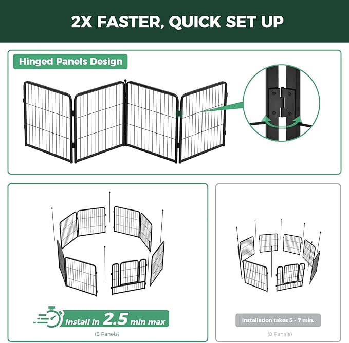 FXW Instant Unleashed Dog Playpen, Portable Pet Fence for Outdoor, RV Trips, and Camping, 24 inch, 24 Panels for Puppy and Small Dogs with 7' x 9' RV Mat│Patented