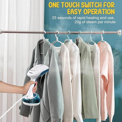 Handheld Steamer for Clothes 1200W, Clothes Steamer with Large 360ml Water Tank, Fast Wrinkle Remover Portable Garment Steamer, Ideal for Home, Office, Travel, Blue