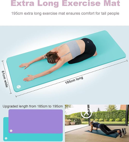 Yoga Mat Thick 1 inch Exercise Mat 76.7"x24" Workout Mats for Home Gym, Non-slip Yoga Mat for Women Men, with Carrying Yoga Bag