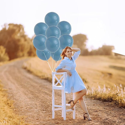 Slate Blue Balloons 5 Inch, 60Pcs Small Dusty Latex 5'' Mini Matte Retro Sea Helium for Birthday Boho Baptism Wedding Party Decorations