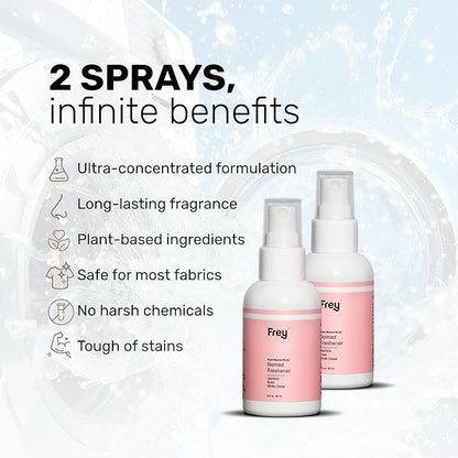 Frey Fabric Freshener Spray – Pack of 2 | Linen Spray Deodorizer for Laundry | Jasmine Rose | 2oz Bottles