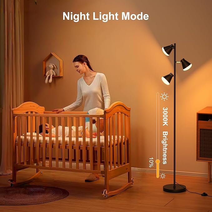 Floor Lamps for Living Room, 36W LED Floor Lamp Standing Lamp with Foot Switch, 3 Color Temperatures Living Room Lamps, 3 Rotatable Light Modern Floor Lamps for Living Room Bedroom Office