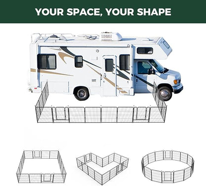 FXW Instant Unleashed Dog Playpen, Portable Pet Fence for Outdoor, RV Trips, and Camping, 32 inch, 16 Panels for Small and Medium Dogs with Playpen Storage Bag (2 Pack│Patented
