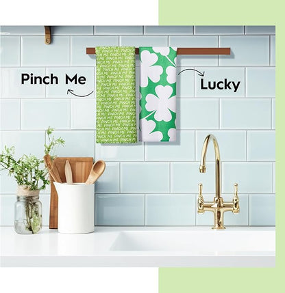 GEOMETRY St. Patrick’s Day Kitchen Towels - Quick Dry Microfiber Cloth Dish Towels for Kitchen Drying - Premium Quick Dry St Patrick's Day Tea Towel - Pinch Me