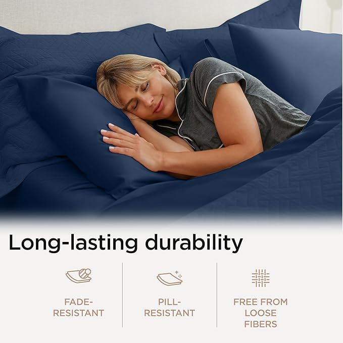 Threadmill 100% Cotton Sheets for King Size Bed - 600 Thread Count King Bed Sheets Set with 16” Deep Pocket - Sateen Weave 4-Piece Bedding Set with Cooling Effect, Folkstone Blue