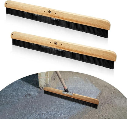 2 Pack 24 Inches Black Concrete Broom Finishing Without Handle Wood Backed Brush with Mounting Threads for Concrete Finishes Hard Floors Yards