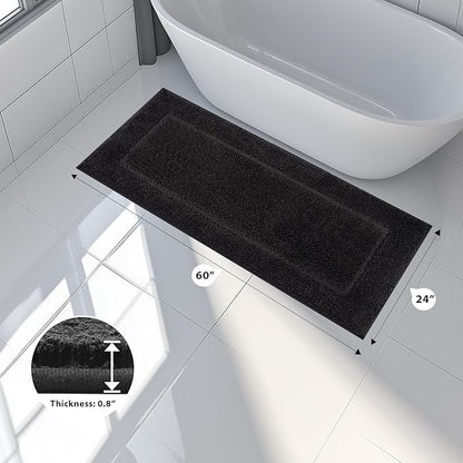 Bathroom Rugs 24" x 60", Non-Slip Extra Soft Absorbent Bath Rugs, Machine Washable Quick Dry Bath Mats for Bathroom Floor, Shower, Bathtub and Sink, Black