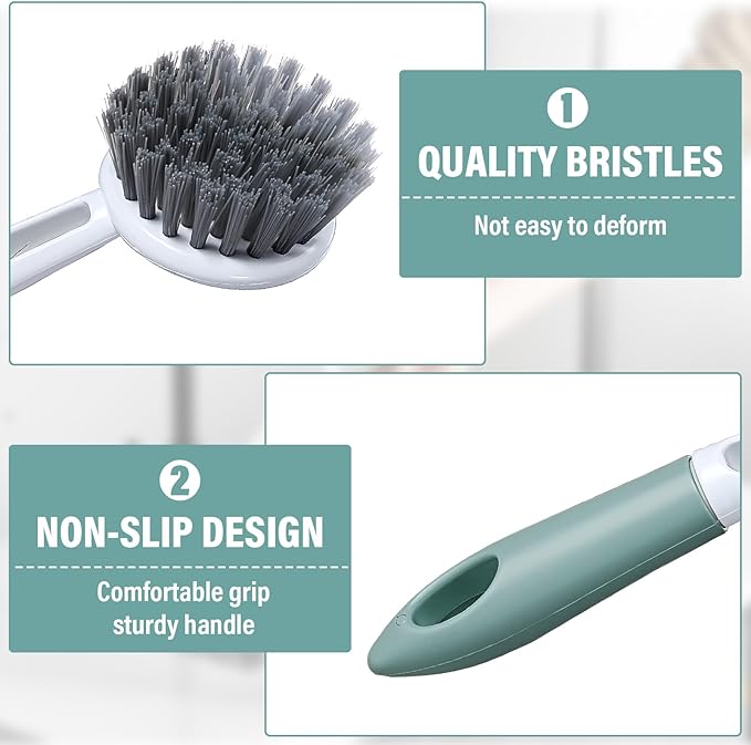16 Pack Kitchen Scrub Dish Brush with Long Handle Dish Scrubber with Stiff Bristles Scrub Brushes for Housekeeping for Pots and Pans, Kitchen Sink, Multicolor