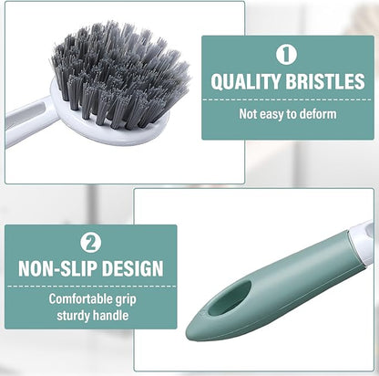 16 Pack Kitchen Scrub Dish Brush with Long Handle Dish Scrubber with Stiff Bristles Scrub Brushes for Housekeeping for Pots and Pans, Kitchen Sink, Multicolor