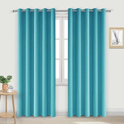 DWCN Blackout Curtains 84 Inch Length, Thermal Light Blocking Curtain for Bedroom/Living Room - W60 x L84 Inches Long, 2 Panels, Turquoise