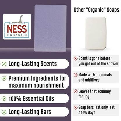 Ness Mens Soap Bar - Lavember Scent - Natural Soap - Lavender & Amber - Mens Soap - Organic Ingredients & Essential Oils - Moisturizing Bar Soap - Handmade In USA, Cruelty Free, Vegan - 3 Pack