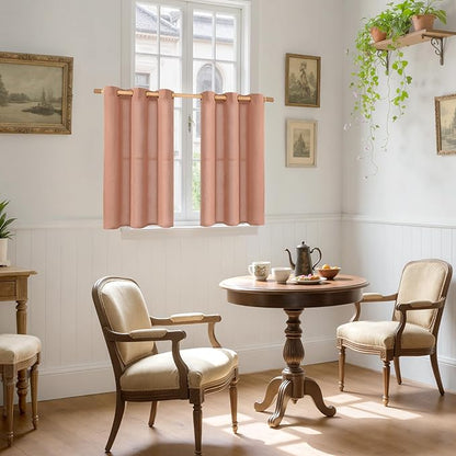 YoungsTex Terracotta Kithchen Window Curtains 40 Inch Length, Short Burnt Orange Drapes with Bronze Grommet Light Filtering Privacy for Bathroom Window, 42 x 40 Inch, 2 Panels