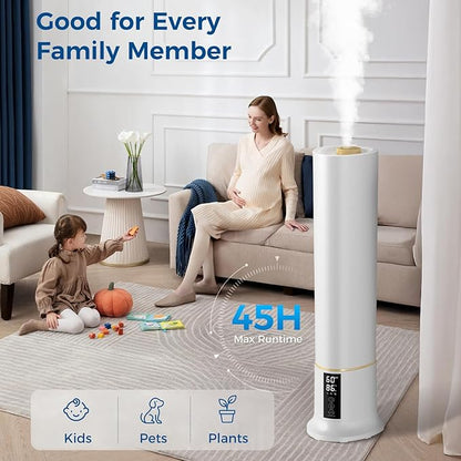 Abolee Humidifiers for Bedroom 9L Cool Mist with Essential Oil Diffuser, Humidifier Large Room, 24dB Quiet Air Humificador fit Baby Nursery & Plants, 360° Adjustable, Easy Fill & Cleaning