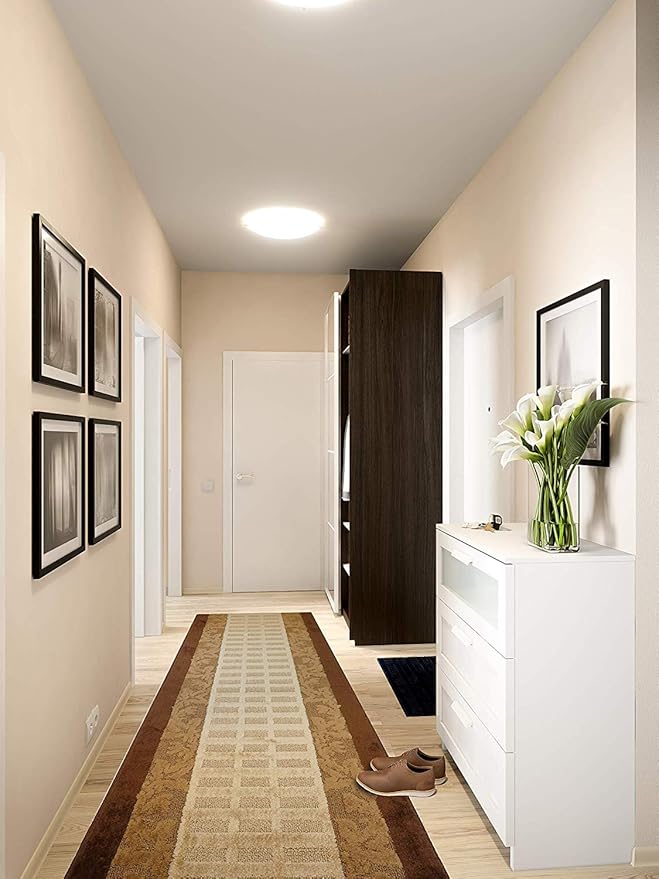 ORFA HOME Custom Cut Hallway Runner Rug, Slip Resistant, 31 Inch Wide X Your Choice of Length, Leaves Brown, 31 Inch X 30 feet
