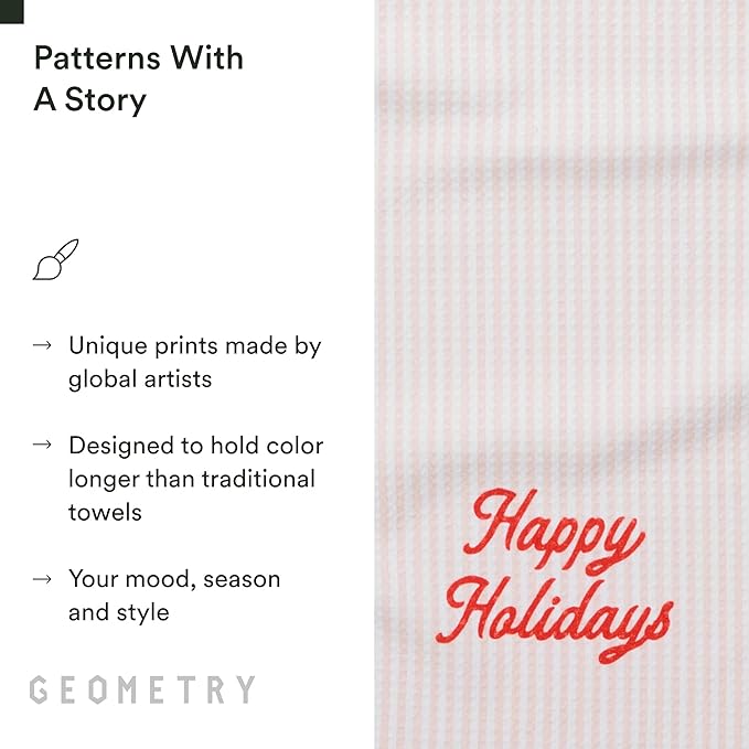 GEOMETRY Christmas Kitchen Towels - Quick Dry Microfiber Cloth Dish Towels for Kitchen Drying - Premium Quick Dry Towel - Seasons Stripes
