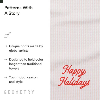 GEOMETRY Christmas Kitchen Towels - Quick Dry Microfiber Cloth Dish Towels for Kitchen Drying - Premium Quick Dry Towel - Seasons Stripes
