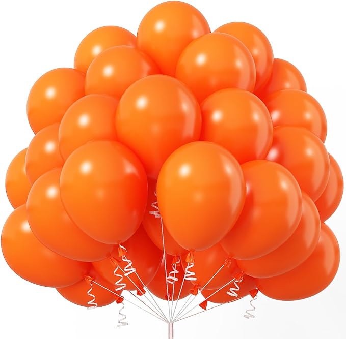 Orange Balloons 12 Inch Large Orange Party Latex Balloon 50pcs Matte Burnt Orange Round Helium Balloons for Halloween Fall Anniversary Autumn Thanksgiving Birthday Wedding Party Decorations