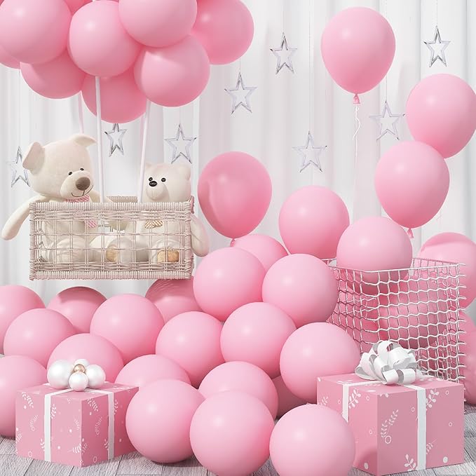Pastel Pink Balloons - 30 Pcs, 12 Inch, Light Pink, Helium, Baby Shower, Princess Birthday Party Decorations