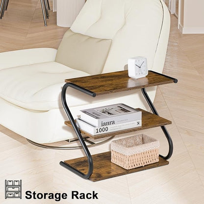 Small 3-Tier Shoe Rack, Z-Frame Wooden Shoe Shelf with Durable Metal Shelves for Hallway, Living Room, Closet, Bedroom (17.2”)