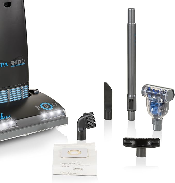 Prolux 8000 Commercial Upright Vacuum with On Board Tools, Bagged Vacuum Cleaner, Commercial Vacuum, HEPA Filter, Floor Selector Switch, 12-Amp Amtek Motor, 107 CFM Suction Power