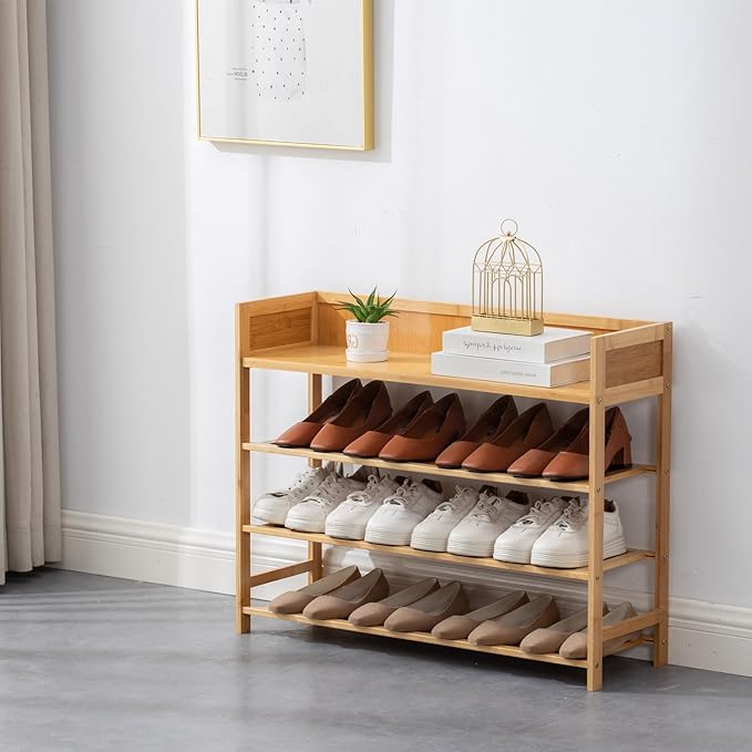 latifolia Bamboo Shoe Rack, 4-Tier Shoe Rack Organizer for Entryway(31.4''L)
