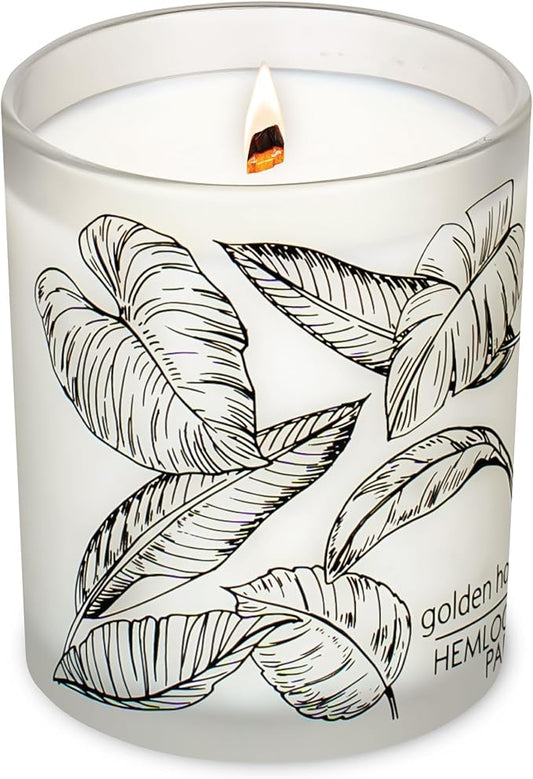 Hemlock Park Frosted Jar Wood Wick Candle Handcrafted with Natural Coconut Wax (Standard 7.2 oz, Golden Hour)
