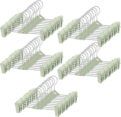 Northern Brothers Space Saving Pants Hangers with Clips, 50 Pack, Green, Plastic